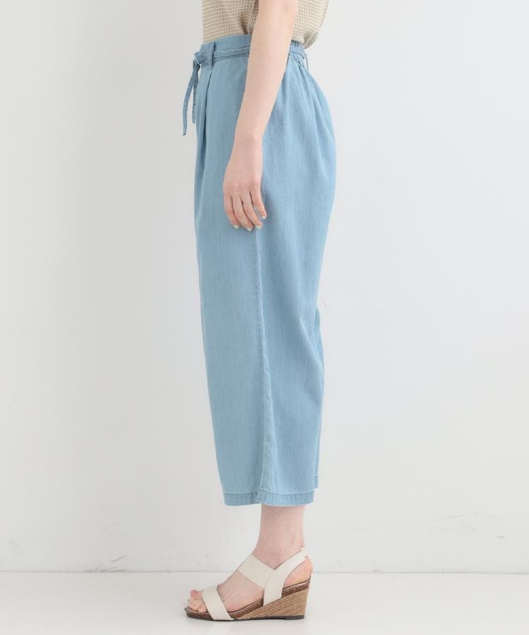 【着丈選べる/2WAY/S-LL】ウエストリボンがポイント デニムワイドイージーパンツ26
