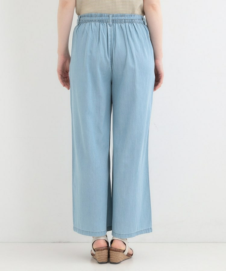 【着丈選べる/2WAY/S-LL】ウエストリボンがポイント デニムワイドイージーパンツ27