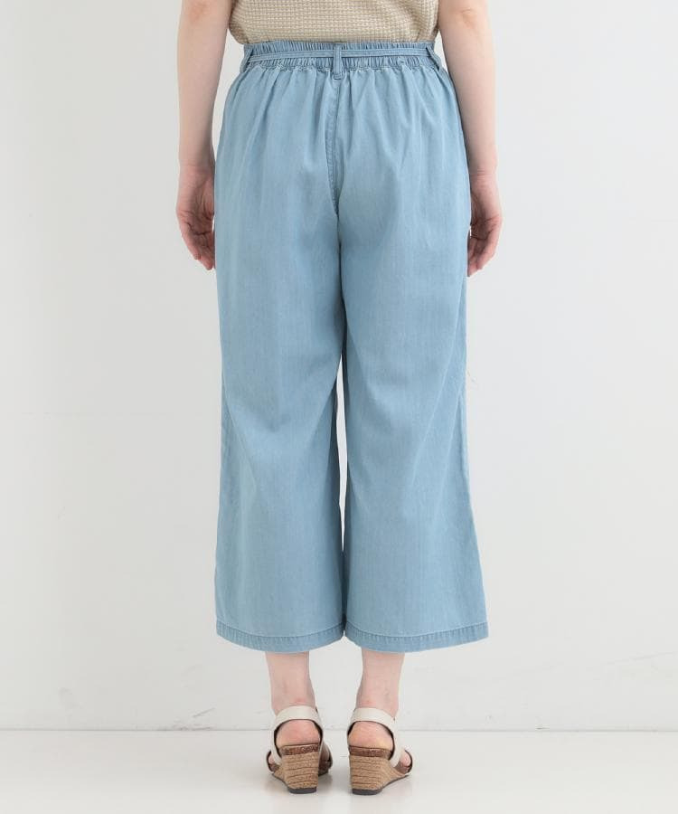 【着丈選べる/2WAY/S-LL】ウエストリボンがポイント デニムワイドイージーパンツ28