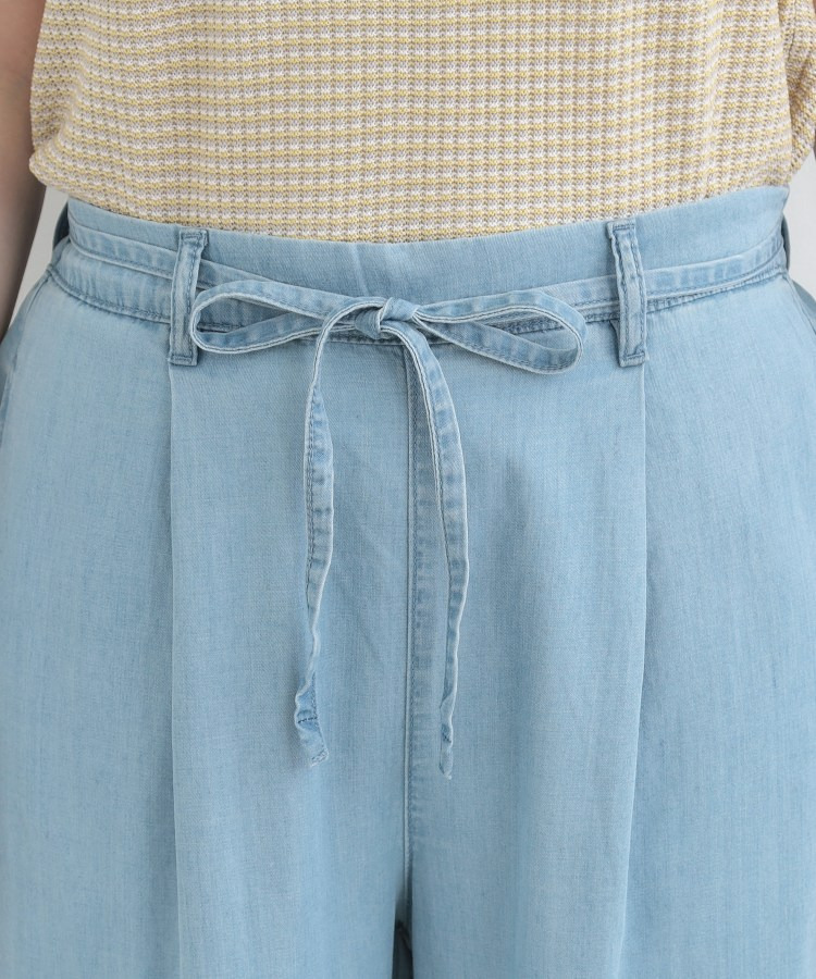 【着丈選べる/2WAY/S-LL】ウエストリボンがポイント デニムワイドイージーパンツ29