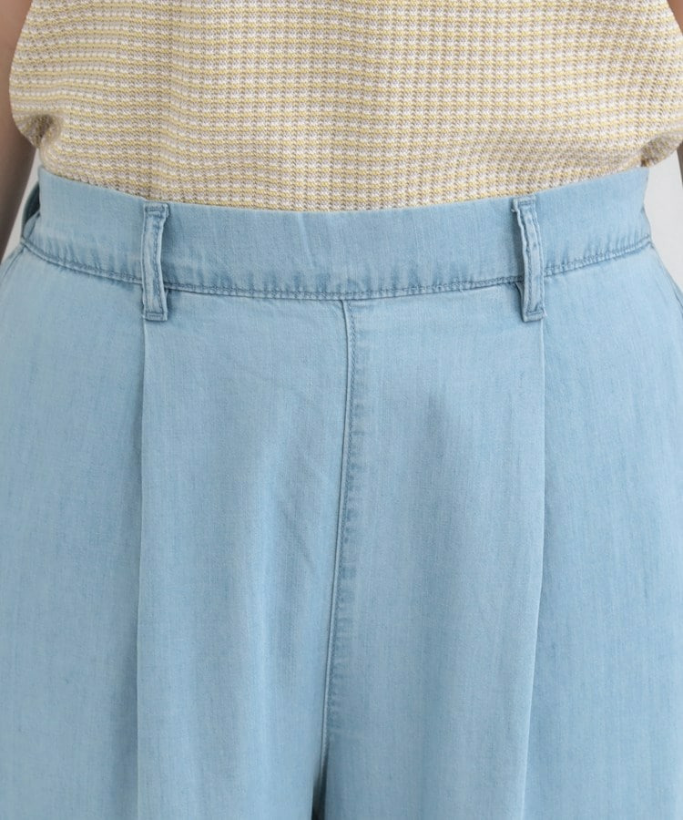 【着丈選べる/2WAY/S-LL】ウエストリボンがポイント デニムワイドイージーパンツ30