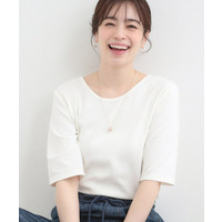 【ネックアソート】裏ひんやりテレコ5分袖トップス