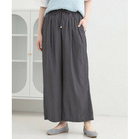 【選べる4柄/洗濯機可】さらっとしなやか　サテンワイドパンツ