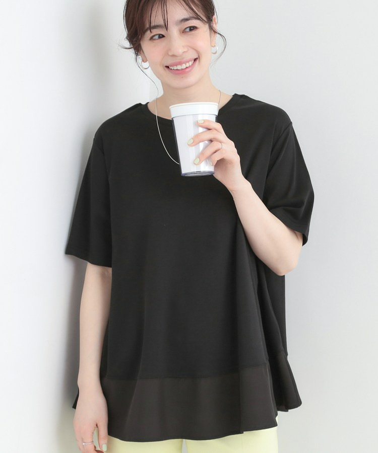 【接触冷感/UVカット/抗菌防臭】体型カバーも叶う　裾切り替えAライントップス