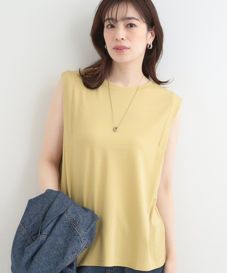 【UVカット/接触冷感】とろみタックノースリーブトップス