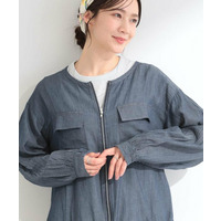 【UV/S-LL/綿100%】優しく透ける 柔らかシアーデニムブルゾン