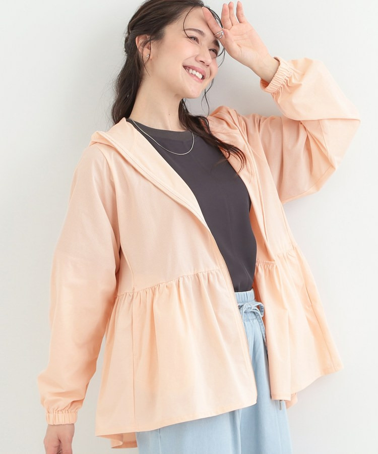 【UVカット/ひんやり】ペプラムデザイン メタルジップパーカー