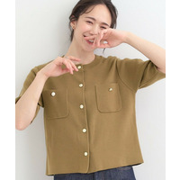 【S-LL/洗濯機可】金ボタン5分袖カーディガン