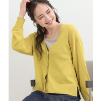 【洗濯機可/ひんやり/UV】さらっとしたタッチが心地よい ショート丈Vカーディガン