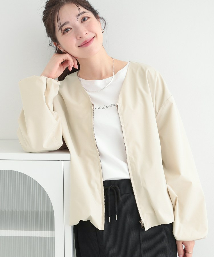 【防風/撥水/S-LL】顔回りすっきり見え　Vネックバルーンブルゾン
