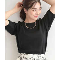 【毎日洗える/S-LL】上半身がすっきり見える　多機能5分袖ニット