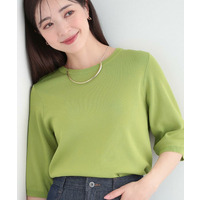 【毎日洗える/S-LL】上半身がすっきり見える　多機能5分袖ニット