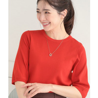 【毎日洗える/S-LL】上半身がすっきり見える　多機能5分袖ニット