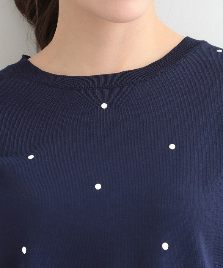 【S-LL】大人かわいい ドット刺繍5分袖ニット17