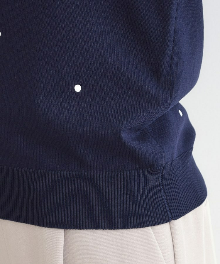【S-LL】大人かわいい ドット刺繍5分袖ニット19