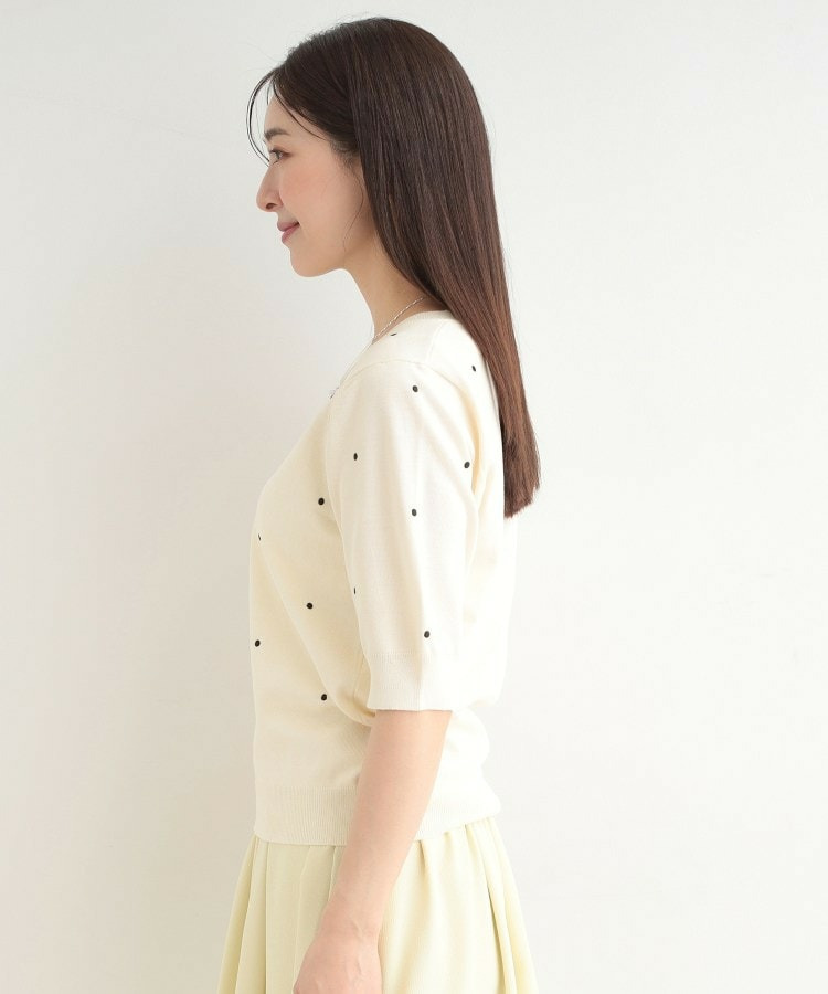 【S-LL】大人かわいい ドット刺繍5分袖ニット3