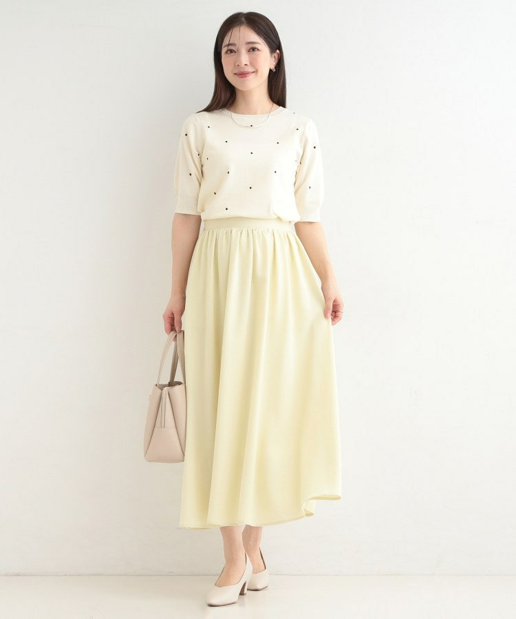 【S-LL】大人かわいい ドット刺繍5分袖ニット4