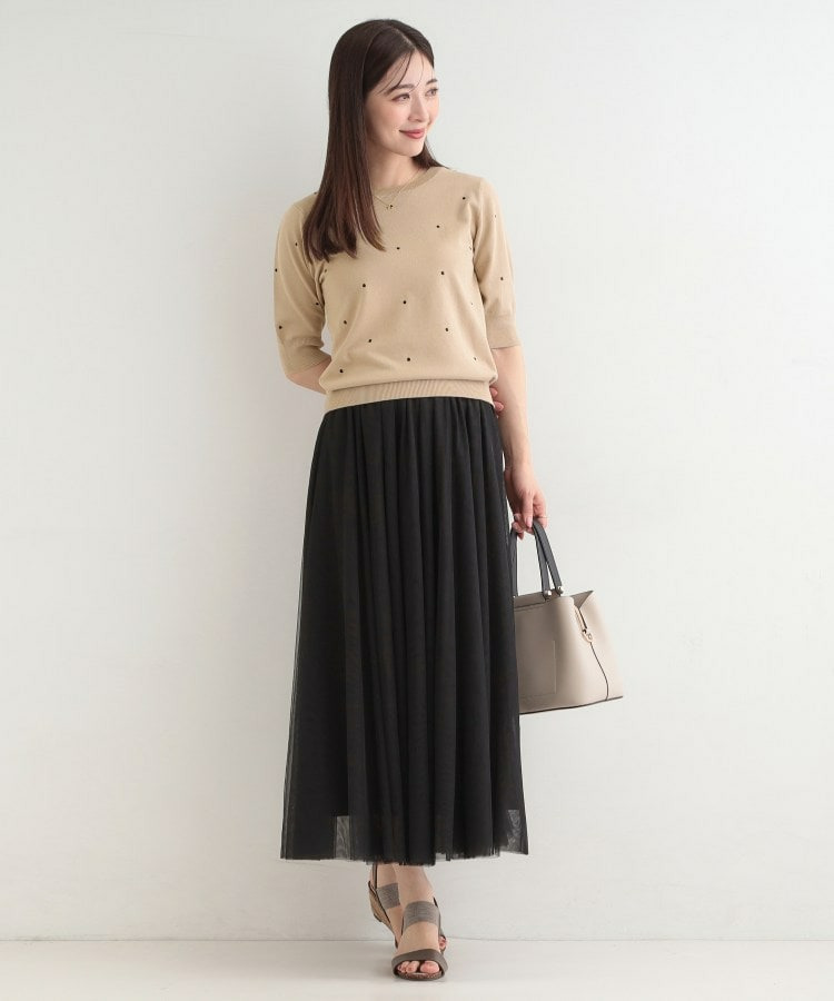 【S-LL】大人かわいい ドット刺繍5分袖ニット8