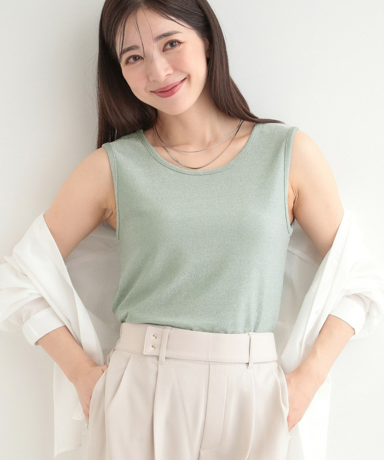 【前後2WAY/洗濯機可/S-LL】コーデのアクセントに　きらきらラメタンクトップ