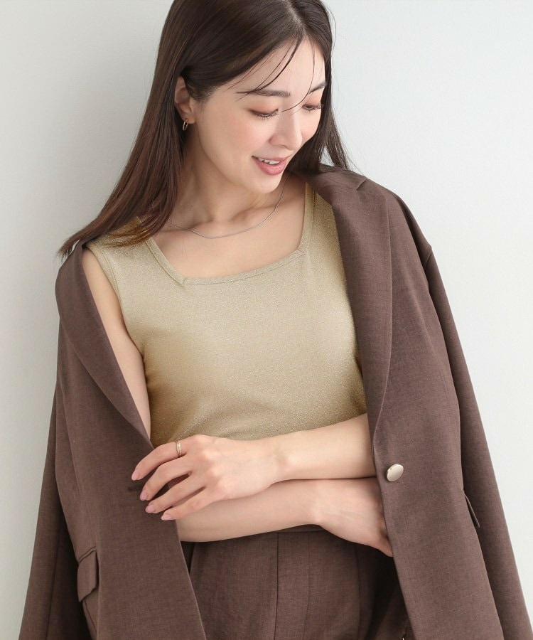 【前後2WAY/洗濯機可/S-LL】コーデのアクセントに きらきらラメタンクトップ1