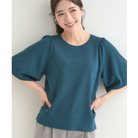 【毎日洗える/S-LL】ひらり袖で大人フェミニン 二の腕が隠れる5分袖ニット