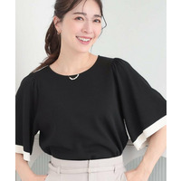 【毎日洗える/S-LL】大人フェミニンなひらり袖 二の腕が隠れる5分袖ニット