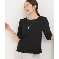 【洗濯機可/S-LL】華やかレース5分袖ニット