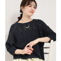 【洗濯機可/S-LL】軽やかきれい見え 透かし柄ニット