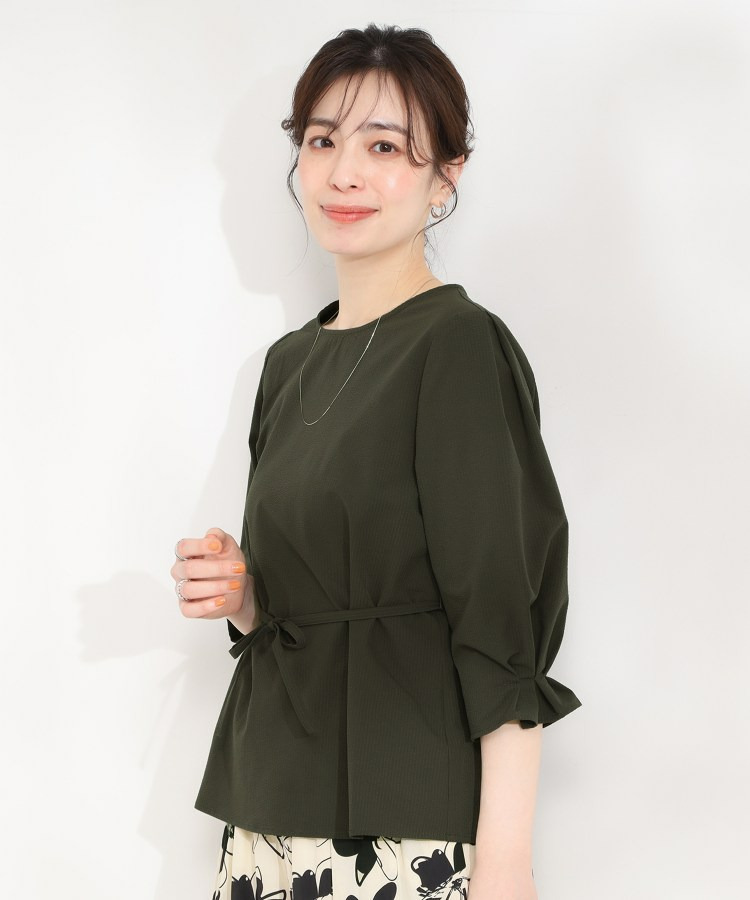 【洗濯機可/UV/3WAY】シルエットが変えられる サッカーウエストリボンブラウス10