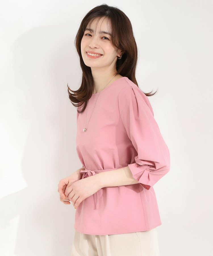 【洗濯機可/UV/3WAY】シルエットが変えられる サッカーウエストリボンブラウス3