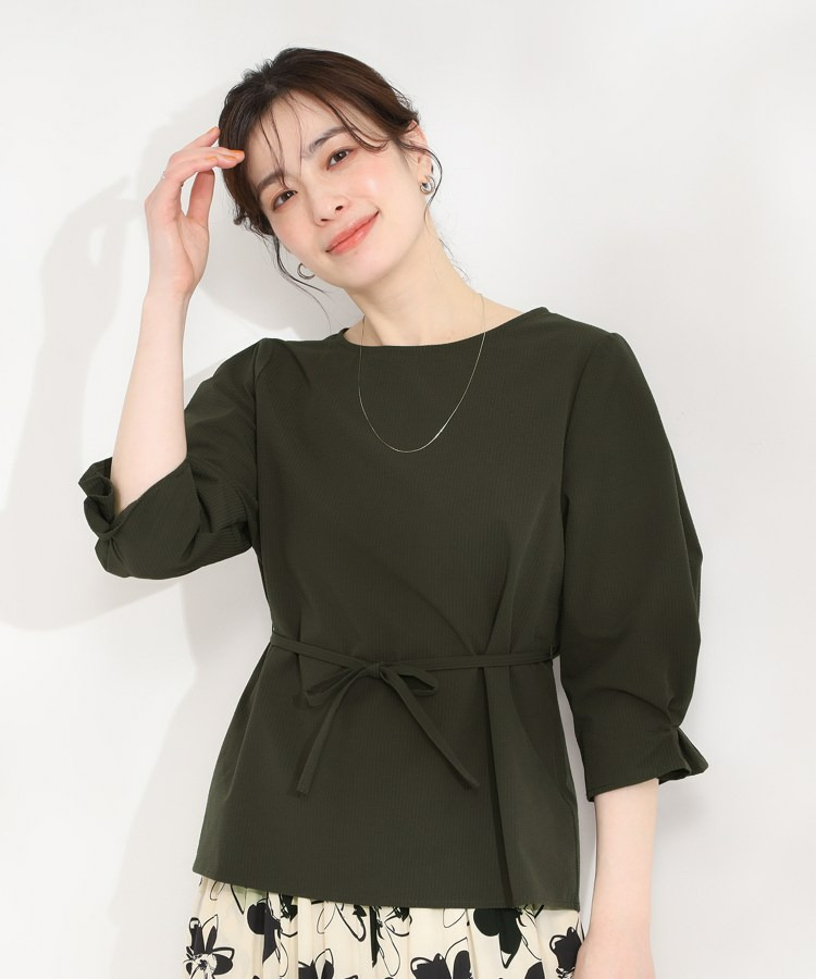 【洗濯機可/UV/3WAY】シルエットが変えられる サッカーウエストリボンブラウス9