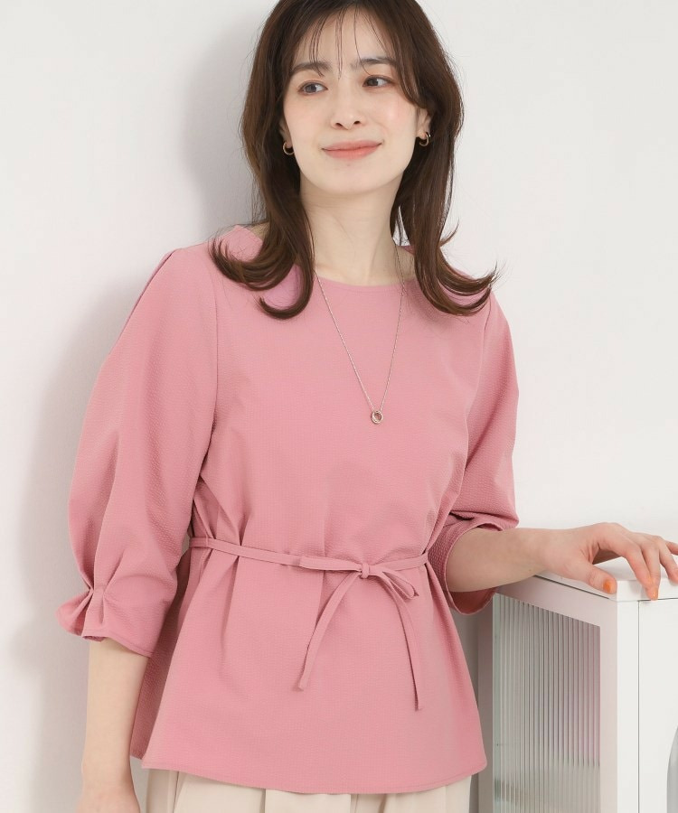 【洗濯機可/UV/3WAY】シルエットが変えられる サッカーウエストリボンブラウス1