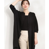 【洗濯機可/S-LL】カットツイルキーネックシャツワンピ