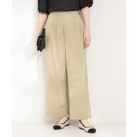 【洗濯機可/S-LL】ツータックでウエスト回りをすっきり見せるワイドパンツ