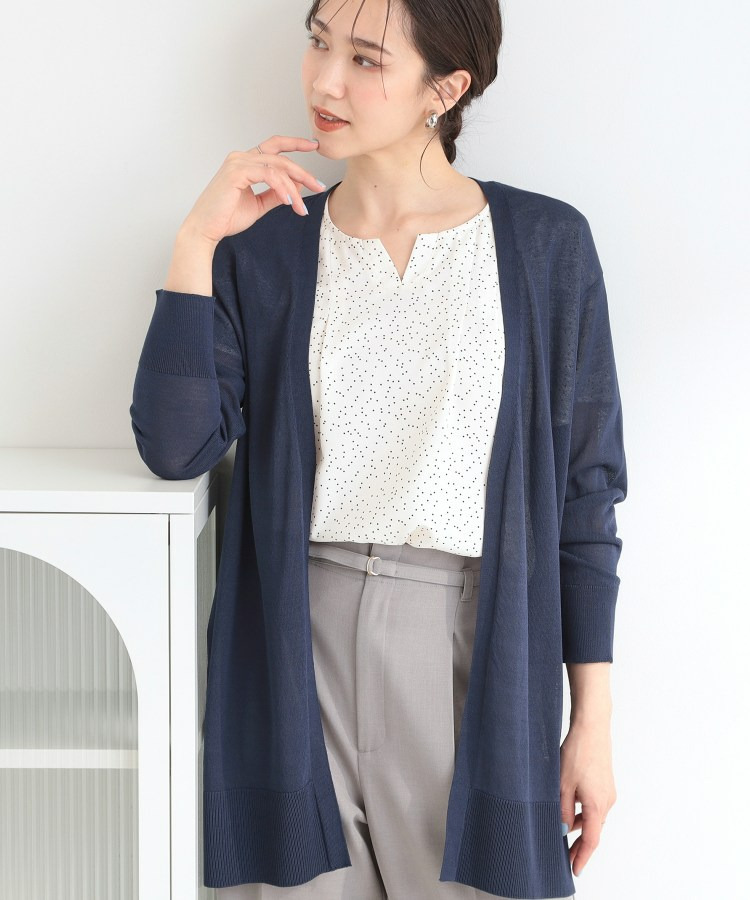 【ひんやり/洗濯機可/S-LL】着る方がすっきり見えに マルチに使えるミドルトッパーカーディガン