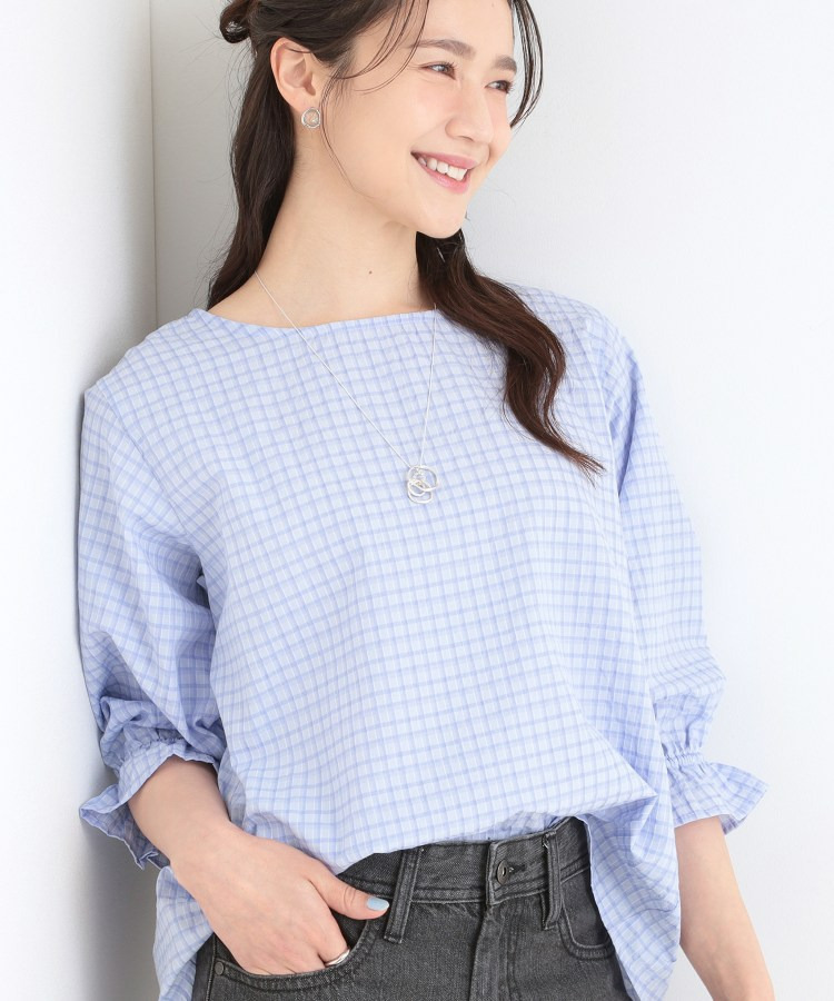 サッカーチェック柄ブラウス