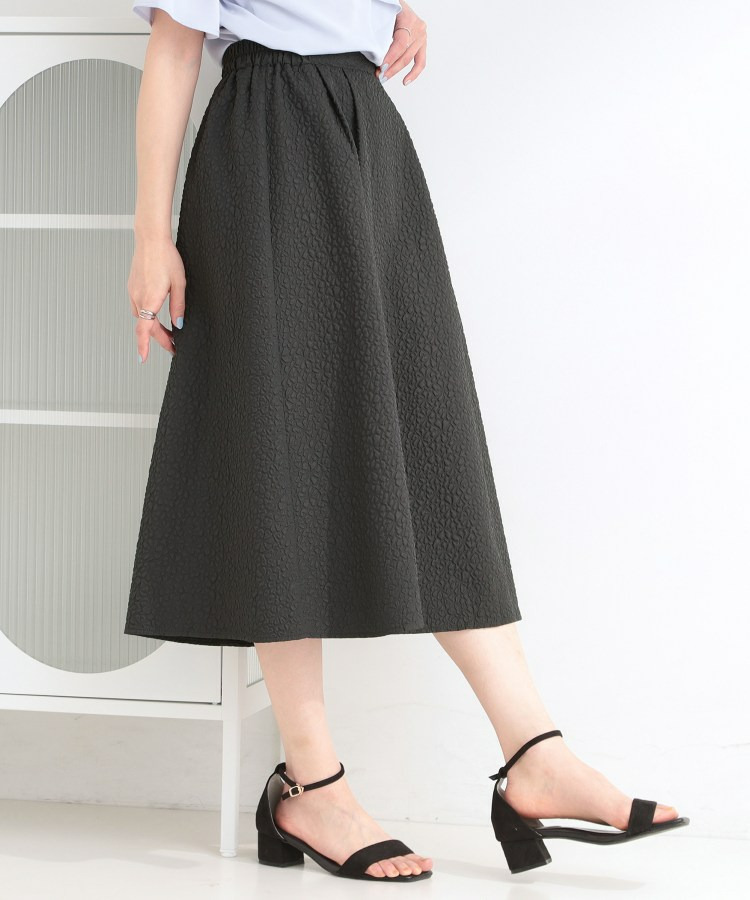 お花柄ジャカード フレアスカート1