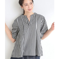 【洗濯後しわになりにくい/S-LL/インせず着られる】柄も選べる　1枚で決まる麻調5分袖ペプラムブラウス