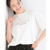 【ひんやり/UV/S-LL】お袖ふんわり二の腕カバー ぷっくりラメプリントTシャツ