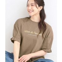 【ひんやり/UV】タックスリーブ ラメ発砲プリントTシャツ