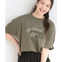 【ひんやり/UV/S-LL/二の腕カバー】こなれ感あるぷっくりラメプリント ロゴTシャツ