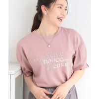 【ひんやり/UV/S-LL】お袖ふんわり二の腕カバー ぷっくりラメプリントTシャツ