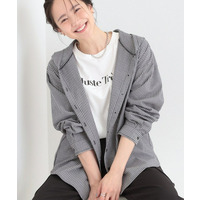 ストライプフードシャツ