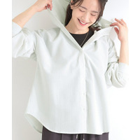 【洗濯機可/S-LL】体型カバーも叶う フード付きストライプシャツ