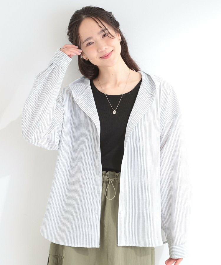 ストライプフードシャツ2