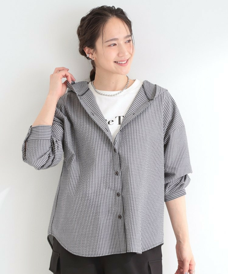 ストライプフードシャツ6