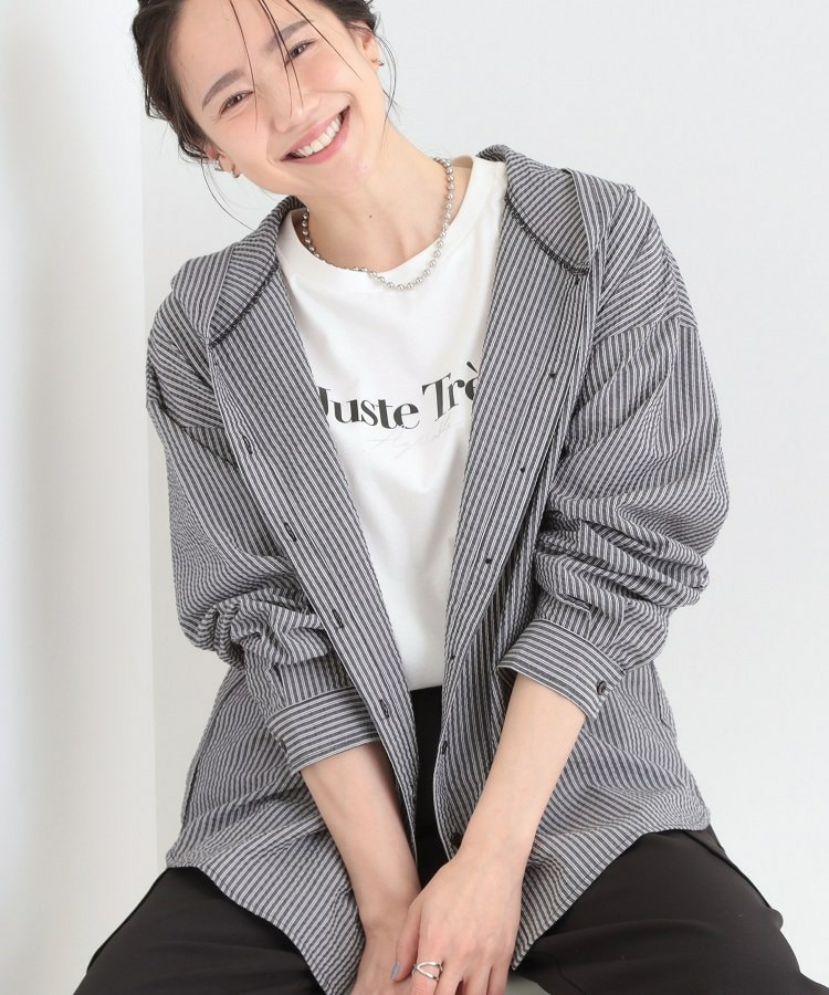 ストライプフードシャツ1