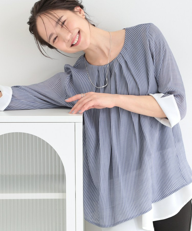 【洗濯機可/S-LL】インせず着られる スラブレイヤードトップス