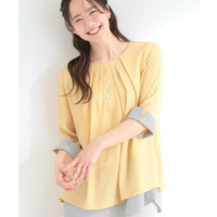 【洗濯機可/S-LL】インせず着られる スラブレイヤードトップス