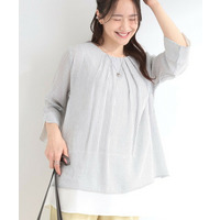【洗濯機可/S-LL】インせず着られる スラブレイヤードトップス
